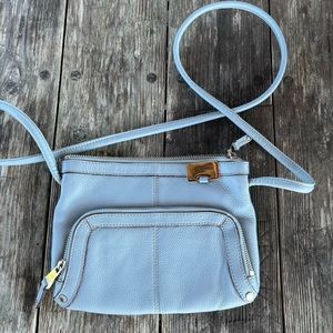 TIGNANELLO BABY BLUE LEATHER CROSSBODY BAG, clean inside/out,